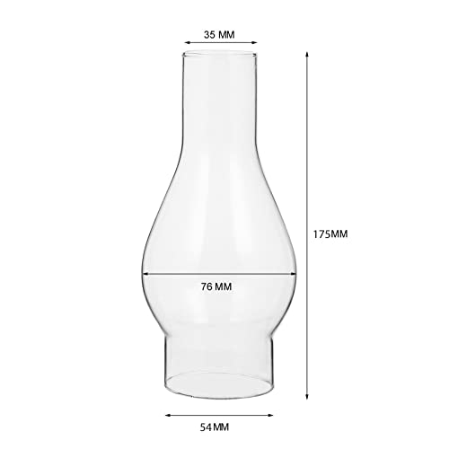 Glass Oil Lamp Chimney - Replacement Funnel Lampshade - Width at Base: 5.4cm Dia 2.12", Transparent, 17.50X7.60X7.60CM - Image 4