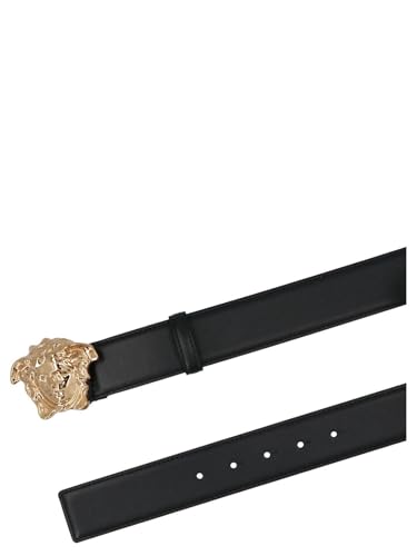 Versace Gold Medusa Black Leather Belt2