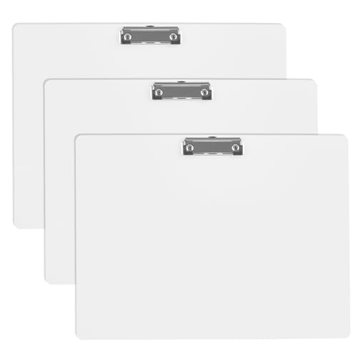 CYEER A3 Clipboard Set of 3 White Clip Board A3 Extra Large Plastic Clip Board with Low Profile Clip for School Office