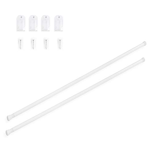 French Door Curtain Rods No Drill White Cafe Curtain Rod for Tier Curtains Multi Use Sash Telescope Adjustable Window Dressing Hardware White 26 up to 50 inch