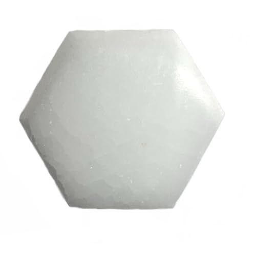 Plato de carga hexagonal pequeño de selenita 3 in miniatura 1