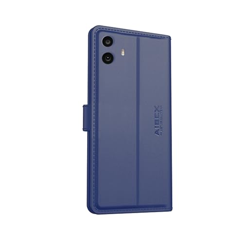 Image of AIBEX Compatible for CMF by Nothing Phone 1 5G Flip Cover Leather Finish with Magnatic Closure | Inside TPU with Card Pockets | Wallet Stand | Complete Protection Flip Case - Blue