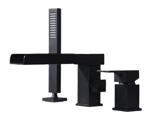 Grifo de bañera cascada de tres orificios con grifería mezcladora fría y caliente para baño moderno 5