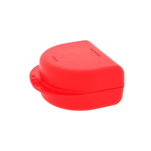 Dr. Bauers Zahnspangenbox KFO-Dose Hygienische Aufbewahrungsbox für Zahnspangen Prothesen mit Luftlöchern (rot 4 10cm hoch)