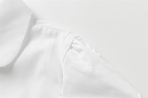 Mud Kingdom Girls White Shirts Button Down Peter Pan Collar Blouse with Short Sleeve Summer4