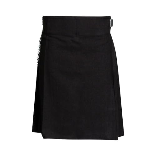 The Scotland Kilt Company Scottish Tartan Wedding Dress 5 Yard Acrylic Kilt - Plain Black - Smart Casual Adjustable Buckle Comfortable Kilt - 32
