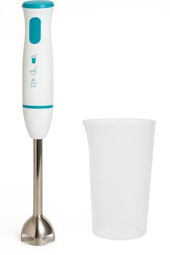 Batidora de mano 400W con vaso medidor 800ml, 2 velocidades, cuchillas de acero inoxidable, ligera y...