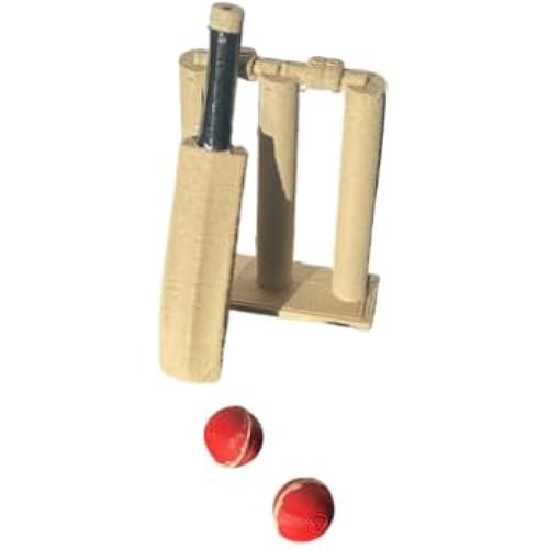 Miniature Desktop Cricket Game Set - Playable Tabletop Cricket with Wickets & Balls - Office Desk Toy