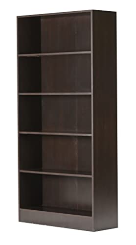 Image of DeckUp Muvo 5-Shelf Engineered Wood Book Shelf and Display Unit (Dark Wenge, Matte Finish)