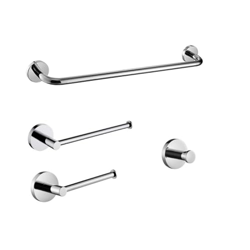 VIPAVA Specchio in Acciaio Inossidabile Cromato Accessori per Il Bagno Portasciugamani Portarotolo Portarotolo Porta scopino Portasapone Accessori per Il Bagno, Set da 4 Pezzi