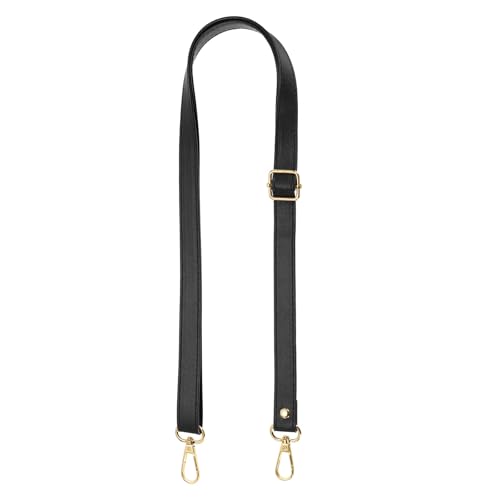 YELARXI Purse Strap Replacement PU Crossbody Adjustable Long Strap with Gold Swivel Clasps, 43-47 Inch Fit for Handbag Shoulder Shoulder Bag (Black)