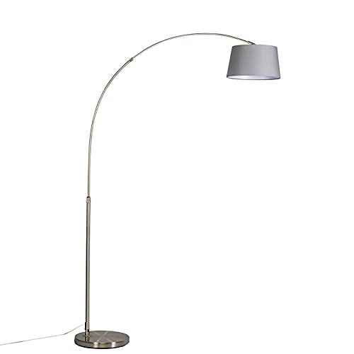 Qazqa arc-basic - Lampada da terra arco Moderno - 1 luce - L 1300 mm - Grigio - Moderno - Soggiorno