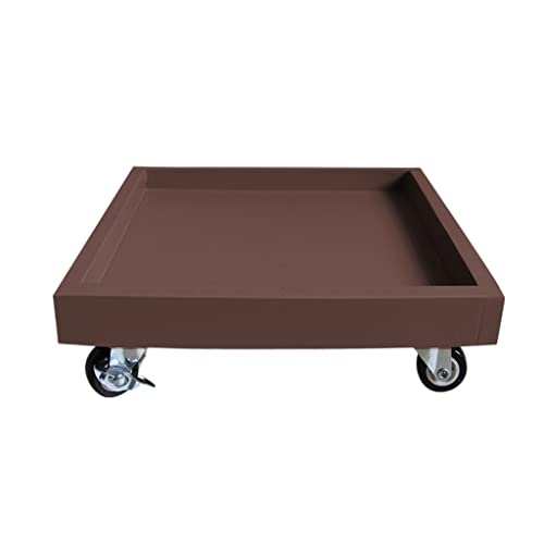 Support de Plante en métal avec Roues Caddie de Plante extérieure intérieure pour Pots de Fleurs carrés 46 cm Plateau carré avec Plateau à Eau et caractéristique de charrette