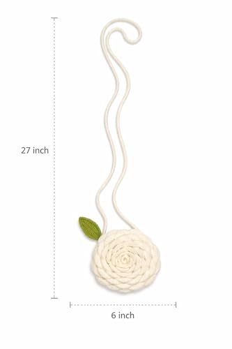 Image of Handmade Crochet Rose Sling Bag for Kids | Floral Round Crossbody Purse | Soft Yarn Mini Bag | Perfact Gift for Girls | 6 Inch