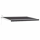 vidaXL Auvent rétractable électrique Anthracite 5 x 3 m, Store automatique, auvent électrique moderne, solution de protection solaire rétractable, couverture de patio en aluminium, abri extérieur, écl
