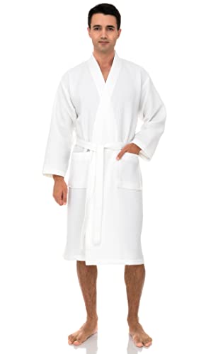 TowelSelections Men’s Waffle Bathrobe Lightweight Spa Kimono Bath Robe3