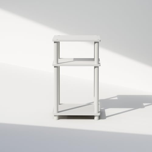 Image of Furinno JUST Side Table, 3-Tier End Table, Open Shelves Night Stand, Bedside Table, Toolless Assembly, for Living Room, Bedroom, Bathroom, White