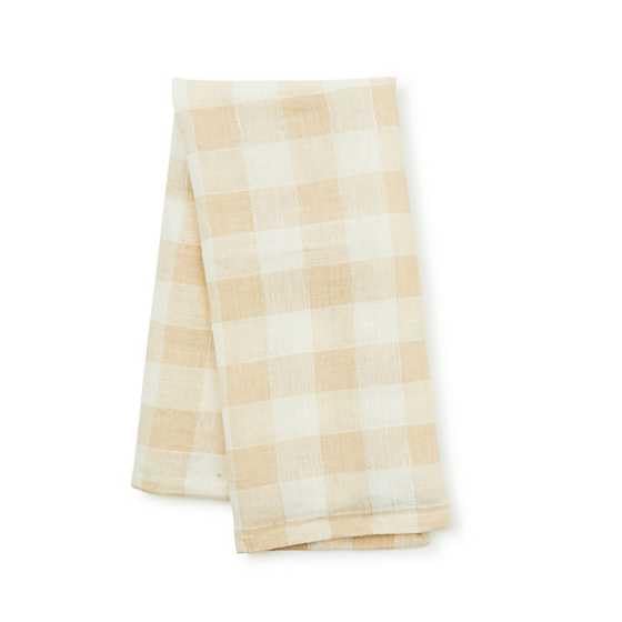 MACKENZIE-CHILDS Linen Dish Towel, Decorative Kitchen Towel, Tan Check