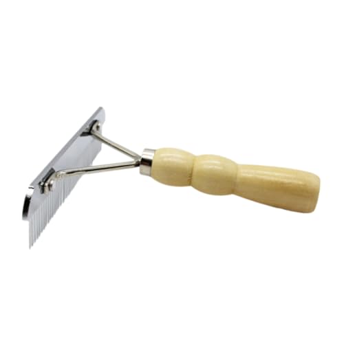 GRIRIW Wooden Handle Pet Comb for Cats Dogs Slicker Brush for Grooming Deshedding Tool Stainless Steel Pins Single Row Pet Brush