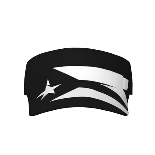 asbwuo Schwarze und weiße Sonnenblende, Motiv: Puerto Rico-Flagge, Sportbekleidung, sportliche Sonnenblende, verstellbar