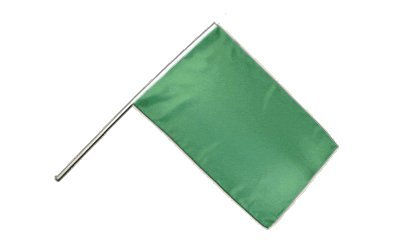 Drapeau unicolore vert sur hampe 60x90 cm en tissu résistant pour mât