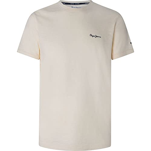 Pepe Jeans Hombre Thane Crew Camiseta, Beige (Ivory), M