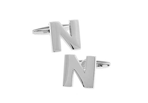 Mancuernillas KnBoB Inicial N en Plata para Camisa de Esmoquin miniatura 1