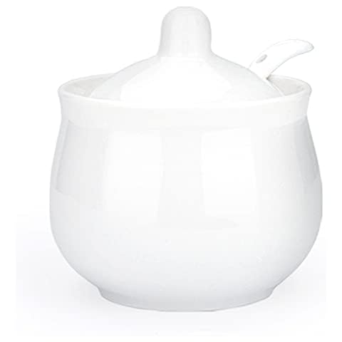 Cyimi 7 OZ Porcelain Sugar Bowl with Spoon Cover