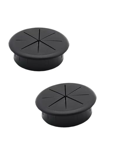 2pcs Black 2 Inch Cable Grommet, Flexible, Cord Plug Wire Hole Cover for Desk, Table, Pass Through
