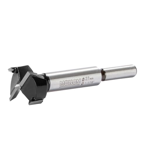 MOLLOM 1-1/16" (27mm) Forstner Drill Bit for Precise Woodworking with Durable YG8 Carbide Thickness of 2.0mm,This Hinge Cutter Tool is Ideal for Hard Wood Plastic