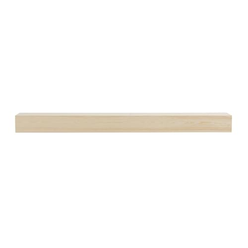 Image of Touchstone Floating Fireplace Mantel Shelf - Solid Wood Wall-Mounted Mantel - Rustic Farmhouse Style 60 Inch - Unfinished