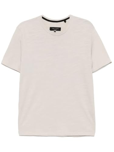 rag & bone Men's Light Tan Cotton Short Sleeve Classic Flame Crew Neck T-Shirt