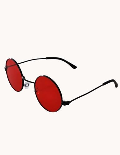 Image of BookMyCostume Kids Round Red Sunglasses - Circular Sunshades for Boys and Girls - Fashion Summer Outdoor Eyewear Accessory for Birthday, Photo Shoots, and Fancy Dress | Aged 2 to 8 Years