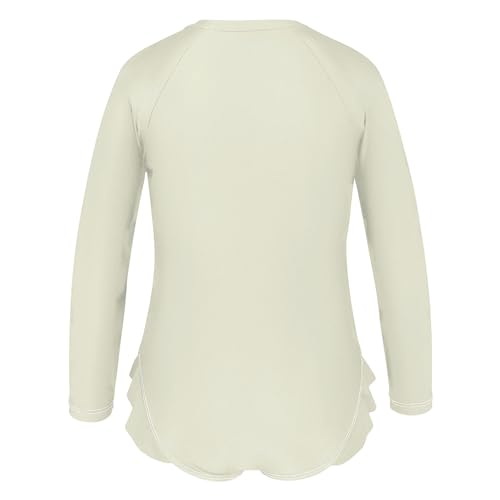 CHIFIGNO Beige One Piece Swimsuits for Girls Long Sleeve Rash Guard Girls' Swimwear 3T3