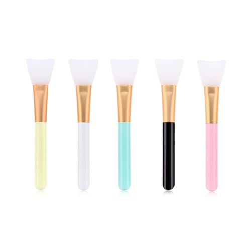 SKISUNO Brocha de Maquillaje Color Aleatorio de Silicona Profesional Mango de Madera Rosa Fácil de Limpiar Manchas para Mujer Adecuado para Base y Corrector