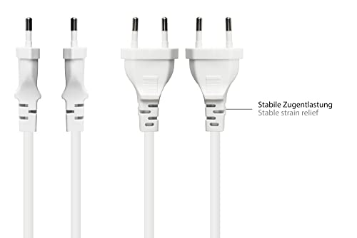 Euro-Flachstecker-Verlängerung. Adapterkabel. Eurostecker auf Eurobuchse. 20cm. weiß.