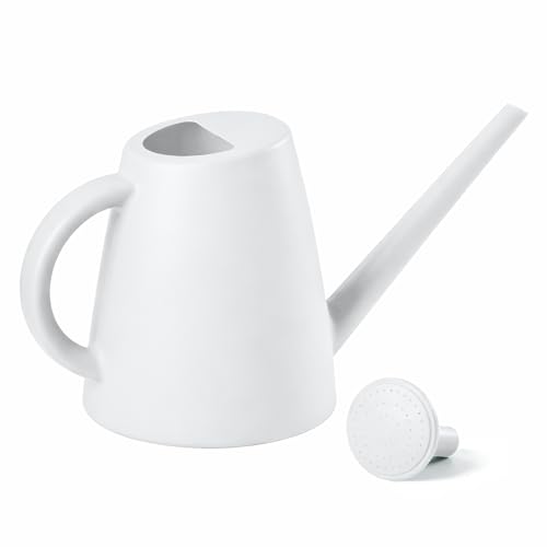 TEIUKAX Indoor and Outdoor Watering Can - Long Spout -1/2 Gallon (64oz) - White