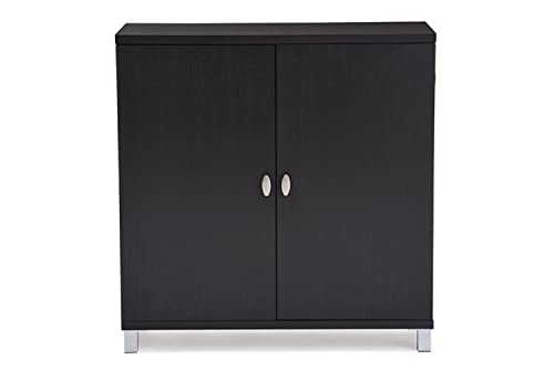 Baxton Studio Marcy Modern & Contemporary Wood Entryway Handbags Or School Bags Storage Sideboard Cabinet, Dark Brown #TOP1