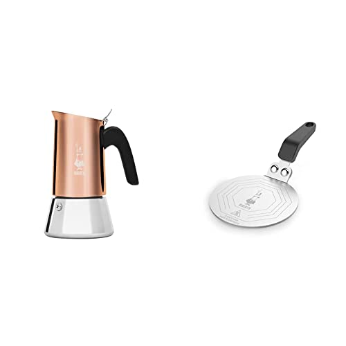Bialetti - New Venus Induction, Stainless Steel Stovetop Espresso Coffee Maker, 6 Cups (7.9 Oz), Copper & Stainless Steel Plate, Heat Diffuser Cooking Induction Adapter, Steel
