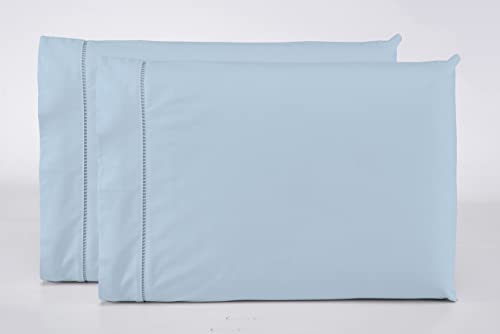 Kit 2 Fronhas Avulsas Percal 200 Fios Ponto Palito 100% Algodão (Blue)