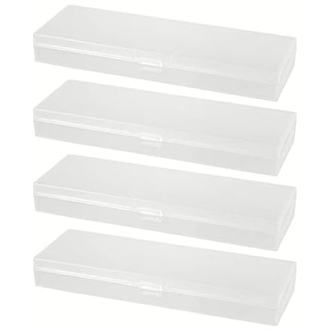 Plastic Pencil Box Translucent Frosted Stationery Case Office Supplies with Hinged Lid and Snap Closure for Pens White 4PCS,Tool Compose Cover