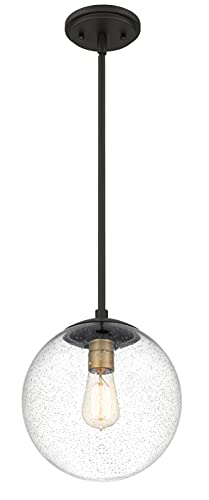 Tawson Globe Pendant Lighting, Black and Gold Pendant Light for Kitchen Island, 9.5 inch Seeded Globe Glass Shade for Kitchen, Hallway, Entryway, Dining Room, Bedroom, Living Room - Image 4
