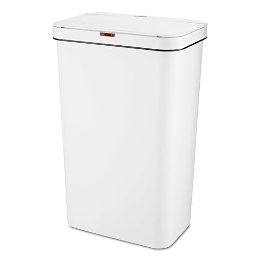 Tower T838005W Sensor Bin with Retainer Ring, Battery-Operated, 50L, White