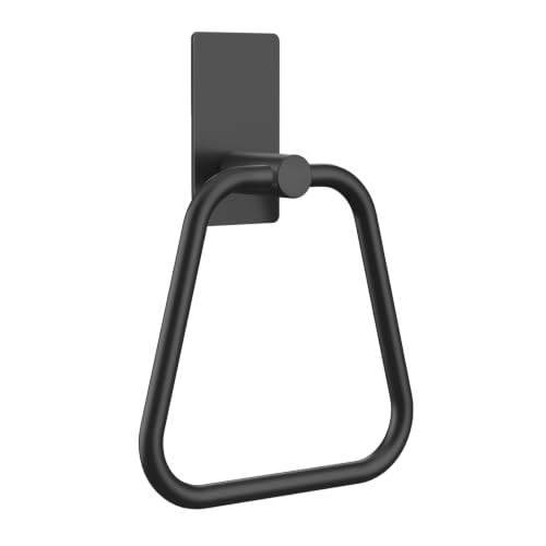 Image of SetSail Adhesive Towel Holder for Bathroom Wall, Matte Black Towel Ring