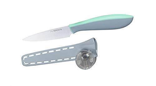 Nirosta Spickmesser EVERSHARP, Küchenmesser aus Edelstahl mit Soft-Touch Griff, mit nachschärfendem Klingenschutz, Allzweckmesser mit ewig scharfer Klinge (Klingenlänge: ca. 9 cm), Menge: 1 Stück