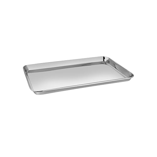Image of Embassy Stainless Steel Rectangle Deep Tray | 33x22 cm (L x B) | Serving Tray for Kitchen | Food Tray for Parties, Catering, Dining, Baking & Everyday Use | Dishwasher Safe & Easy to Clean