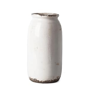 VICTOR & TERESA Rustic White Vase for Home Decor, 9.8” Ceramic Vases for Flowers, Farmhouse Decorative Vases for Pampas Grass, Table, Mantel, Living Room, Centerpieces, Gifts for Mom
