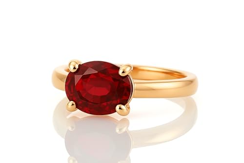 Anneau en Grenat de Haute Joaillerie - Or Rose et Finition Main avec Écrin
