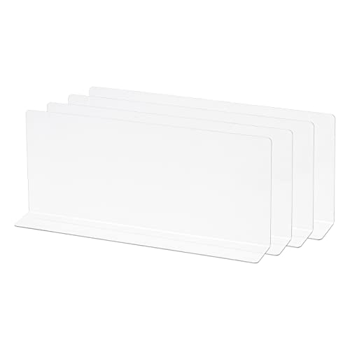 sourcing map L Tipo Estante Divisores, PVC Transparente Armario Estante Separador Organizador Tablillas para Cocina Armario Librería Oficina Supermercado 28 x 4 x 12cm Paquete de 4