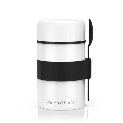 ProTherm Termo de comida premium para alimentos calientes, 400 ml, de acero inoxidable, triple pared, aislado al vacío, a prueba de fugas, para exteriores e interiores, mantiene las comidas y bebidas